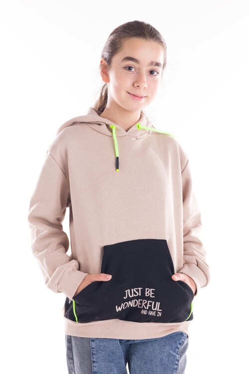 Kız Çocuk Kapşonlu Sweatshirt 14164