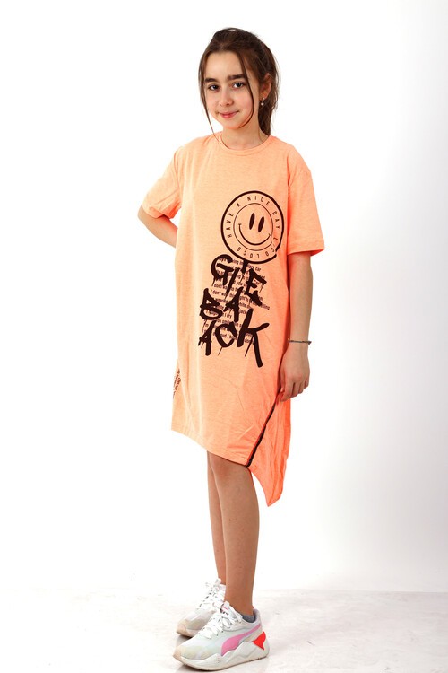 Kız Çocuk Smile Baskılı Tunik Elbise 10-15 Yaş 13950