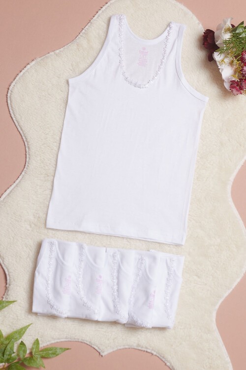 Kız Çocuk Papatya Desenli 6lı Atlet 14405