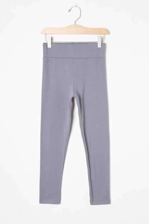 Kız Çocuk Gri Fitilli Düz Tayt 16396