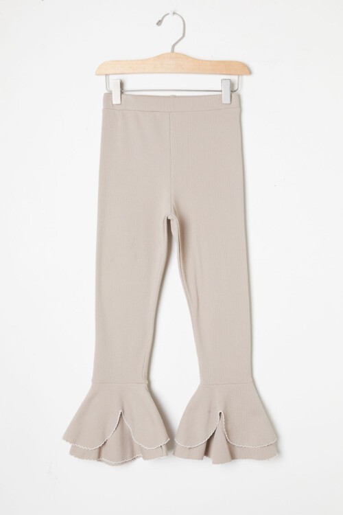 Kız Çocuk Volanlı Krem İspanyol Paça Tayt 16383
