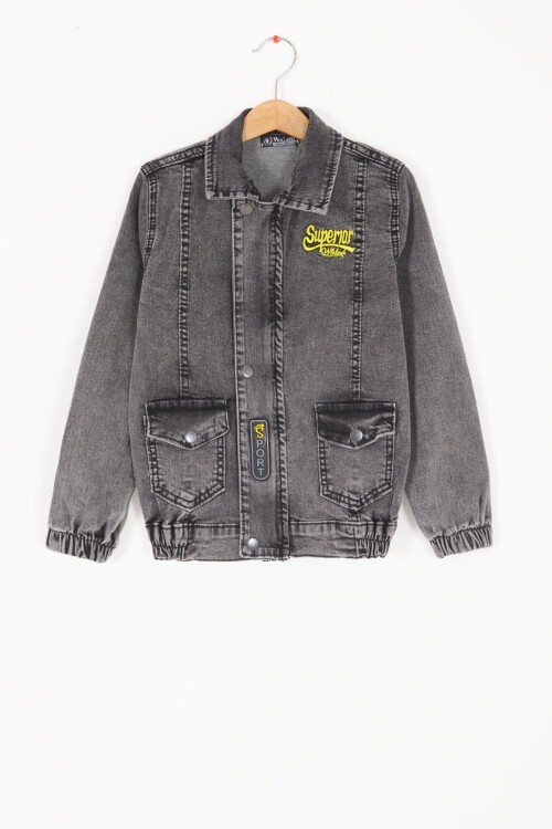 Füme Superior Yazılı Erkek Çocuk Jean Ceket 16818