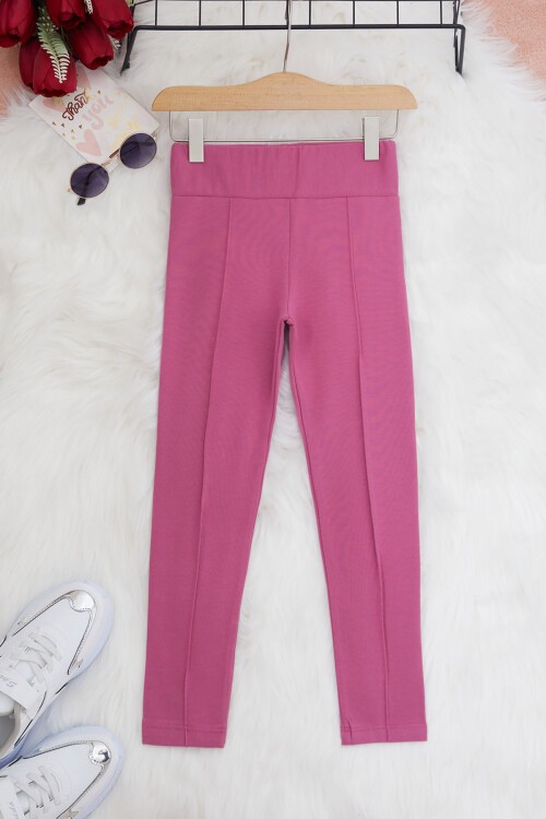 Kız Çocuk Gül Kurusu Çımalı Tayt 17255