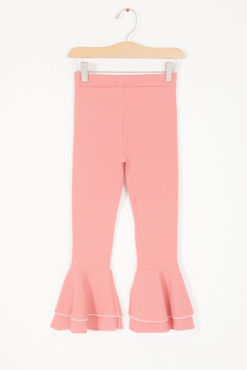 Kız Çocuk Volanlı Açık Pembe İspanyol Paça Tayt 16829