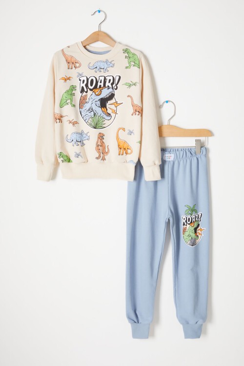 Mavi Roar Dinozor Baskılı Erkek Çocuk Eşofman Takımı 16752