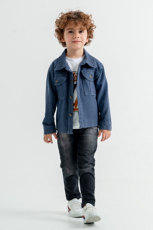 Mavi Jean Ceketli Erkek Çocuk Pantolonlu 3lü Takım 17707