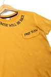 Erkek Çocuk Hardal Yazı Detaylı 8-13 T-Shirt 6568-3