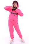 Kız Çocuk Neon Pembe Angel Nakışlı 10-16 Yaş Takım 4142-6