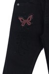 Kız Çocuk Siyah Taşlı Kelebek Desenli 7-12 Yaş Pantolon 632