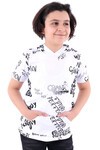 Erkek Çocuk Beyaz Kanguru Cep Kapüşonlu 8-13 Yaş T-Shirt 4137-2
