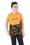 Erkek Çocuk Hardal Önü Cep Detay Yazılı 8-13 Yaş T-Shirt 4132