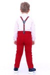 Erkek Çocuk Kırmızı Artı Desen 4-8Yaş Oxford Gömlekli Takım 6186