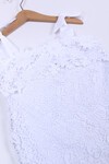 Kız Çocuk Beyaz 4-9 Yaş Dantelli Askılı Elbise 6587