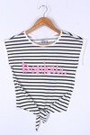 Kız Çocuk Beyaz 8-15 Yaş Zebra Bonjour Crop T-Shirt 6590