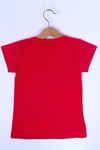 Kız Çocuk Kırmızı Kuğu Nakışlı 2-8 Yaş T-Shirt 0411-4