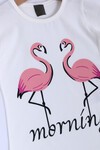Kız Çocuk Krem Flamingo Baskı 2-7 Yaş T-Shirt 0415-3