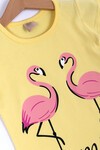 Kız Çocuk Sarı Flamingo Baskı 2-7 Yaş T-Shirt 0415-1