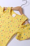 Kız Çocuk Sarı Yıldız Desenli 2-9 Yaş Elbise 4602