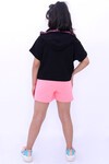 Kız Çocuk Siyah 2021 Neon Fashion 7-14Yaş 2’li Crop Takım 0125-1