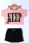 Kız Çocuk Somon 2021 Neon Fashion 7-14Yaş 2’li Crop Takım 0125-4