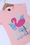 Kız Çocuk Somon Flamingo Baskı 2-7 Yaş T-Shirt 0409-3