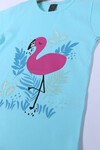 Kız Çocuk Su Yeşili Flamingo Baskı 2-7 Yaş T-Shirt 0409