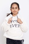 Kız Çocuk For Ever Baskı Kapşonlu Peluş Sweatshirt 8-12Yaş 13299