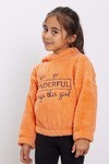 Kız Çocuk Lets Go Baskı Kapşonlu Peluş Sweatshirt 5-9Yaş 13300