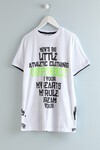 Erkek Çocuk Beyaz Neon Yazı Baskı 8-13 Yaş T-Shirt 4134-2