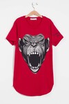 Erkek Çocuk Kırmızı Goril Baskı 8-13 Yaş T-Shirt 1300-7
