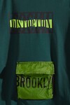 Erkek Çocuk Koyu Yeşil Ön Cep Neon Detay 8-13 Yaş T-Shirt 4138-3