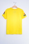 Erkek Çocuk Sarı 1-7 Yaş Kadife Dinozor Baskı T-Shirt 12272