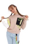Kız Çocuk Cep Detaylı Kapşonlu Sweatshirt 10-15 Yaş 14161