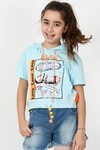 Kız Çocuk Kapşonlu File Tshirt 10-15 Yaş 13960