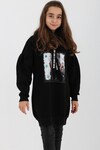 Kız Çocuk Pul Detaylı Kapşonlu Sweatshirt 14136