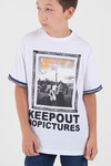 Erkek Çocuk Beyaz Resim Baskı 8-13 Yaş T-Shirt 6304