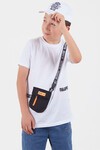 Erkek Çocuk Beyaz Şerit Yazılı Cep Detaylı T-Shirt 6557-1