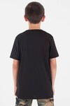 Erkek Çocuk Siyah Şerit Yazılı Cep Detaylı T-Shirt 11206