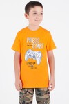 Erkek Çocuk Turuncu 2-12 Yaş Pullu Konsol Baskı T-Shirt 6584