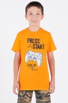Erkek Çocuk Turuncu 2-12 Yaş Pullu Konsol Baskı T-Shirt 6584