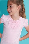 Kız Çocuk Açık Pembe 3-8 Yaş Dantelli T-Shirt 7627-1