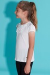 Kız Çocuk Ekru 3-8 Yaş Dantelli T-Shirt 7627-2