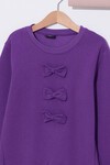 Kız Çocuk Mor Fiyonk Detaylı 3-10 Yaş Sweatshirt 6001-3