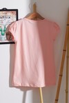 Kız Çocuk Somon 3-8 Yaş Dantelli T-Shirt 7627