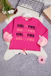 Kız Çocuk Fuşya Girl Power Baskı 7-14 Yaş Sweatshirt 2024-7