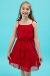 Kız Çocuk Kot Ceketli Kırmızı Elbise Takımı 15194