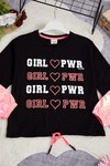 Kız Çocuk Siyah Girl Power Baskı 7-14 Yaş Sweatshirt 2024-3