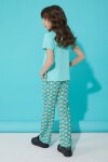 Kız Çocuk Turkuaz Yazılı Pantolonlu Bluz Takım 15272