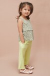 Kız Çocuk Yeşil Çiçekli Askılı Bluzlu Pantolonlu Takım 15146