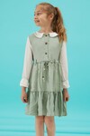 Mint Kız Çocuk Kuşaklı Dantel Yaka Elbise 15180